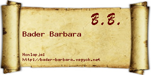 Bader Barbara névjegykártya